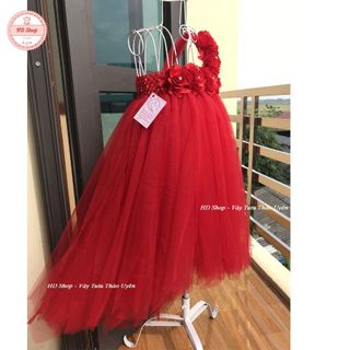 Váy đuôi cá ❤️FREESHIP❤️  Váy đuôi cá cho bé đỏ hoa hồng 6 bông cực đẹp cho bé gái 0 đến 5 tuổi giá sỉ