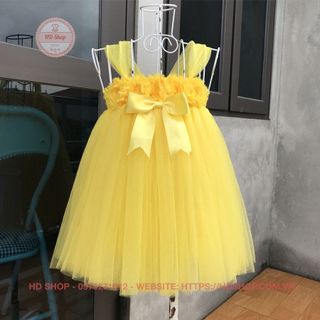 Váy tutu cho bé ❤️FREESHIP❤️ Váy tu tu vàng hoa 3D giá sỉ