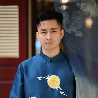 Ao dai nam Hạc xanh Navi trẻ trung, sang trọng xả sỉ giá cực cạnh tranh