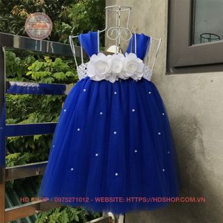 Đầm tutu cho bé ❤️FREESHIP❤️ Đầm tutu xanh coban hoa hồng trắng