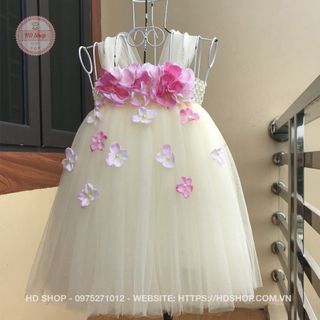 Đầm cho bé ❤️FREESHIP❤️ Đầm công chúa kem hoa tú cầu hồng phấn cho bé yêu giá sỉ