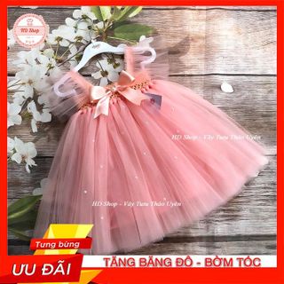 Đầm Bé Gái 💖FREESHIP💖 Đâm Công Chúa Cho Bé Hồng Cam Cánh Tiên Đính Đá