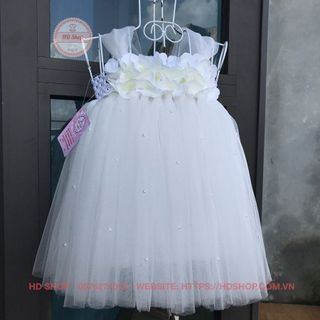 Váy công chúa cho bé ❤️FREESHIP❤️ Váy trắng đính hoa tú cầu gắn đá giá sỉ