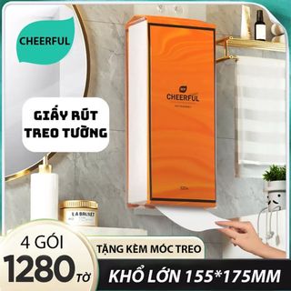 Thùng 4 Túi Giấy Rút Treo Tường CHEERFUL 1280 tờ nội địa trung- THÙNG 4 GÓI 5120 TỜ