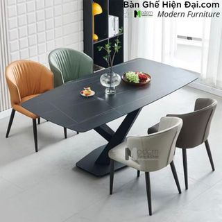 Bộ bàn ăn cho nhà phố biệt thự 1m8 mặt đá 4 ghế nệm PVC nhập khẩu HCM Stratos-18E_Eco 29A-P giá sỉ