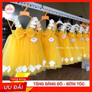Váy Bé Gái 💖FREESHIP💖 Đầm Công Chúa Cho Bé Đính Hoa Tú Cầu