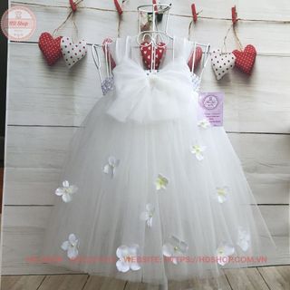 Váy tutu cho bé ❤️FREESHIP❤️ Váy tutu trắng nơ tú cầu cho bé gái 1 tuổi giá sỉ