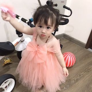 Váy tutu cho bé ❤️FREESHIP❤️ Váy tutu hồng cam nơ đính đá