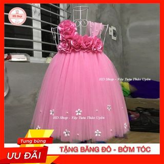 Váy đầm bé gái ❤️FREESHIP❤️ Váy công chúa hồng phấn 6 bông + nhí cho bé gái giá sỉ