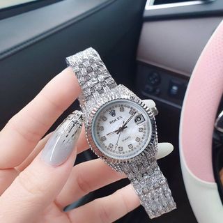 ĐỒNG HỒ NỮ THỜI TRANG RÔ LE DÂY ĐÍNH FULL HỘT NHIỀU MÀU 1