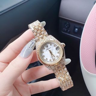 ĐỒNG HỒ NỮ THỜI TRANG RÔ LE DÂY ĐÍNH FULL HỘT NHIỀU MÀU 1