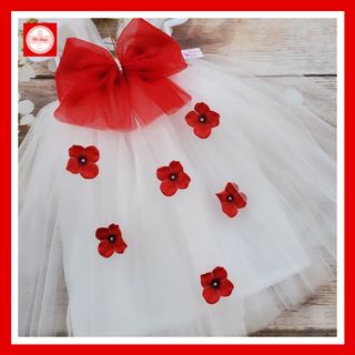 Váy cho bé gái trắng nơ đỏ đính hoa tú cầu giá sỉ