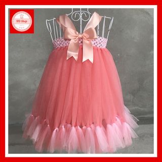 Váy bé gái. váy công chúa hồng cam thiên nga cho bé gái 1 tháng đến 5 tuổi giá sỉ