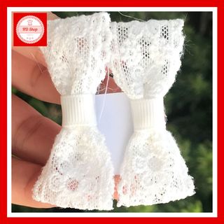 Kẹp tóc cho bé gái nơ ren màu kem 008
