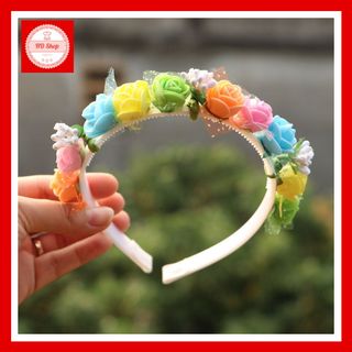 Cài tóc, băng đô cho bé nhiều màu sắc dạng cài răng cưa đính hoa xốp
