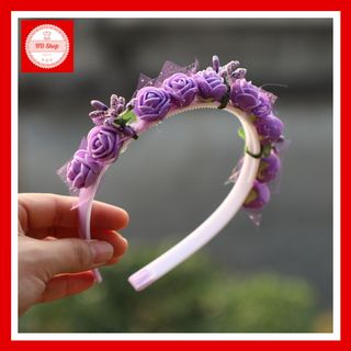 Cài tóc, băng đô cho bé nhiều màu sắc dạng cài răng cưa đính hoa xốp