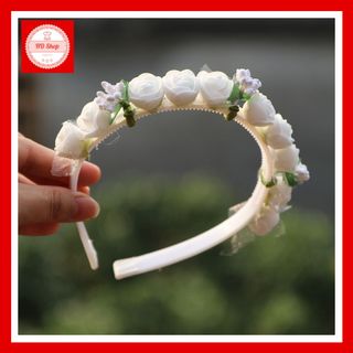 Cài tóc, băng đô cho bé nhiều màu sắc dạng cài răng cưa đính hoa xốp