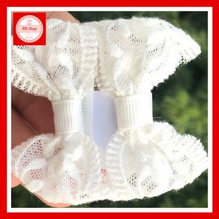 Kẹp tóc cho bé gái nơ ren màu kem 006