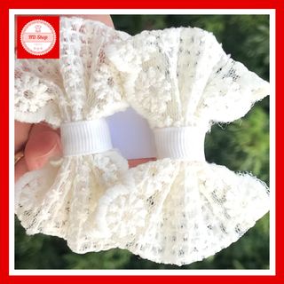 Kẹp tóc cho bé gái nơ ren màu kem 005