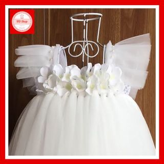 Đầm công chúa cho bé ❤️FREESHIP❤️ Đầm công chúa cho bé cánh tiên trắng đính hoa tú cầu