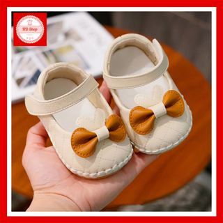 Giầy Tập Đi Cho Bé 💖FREESHIP💖 Giầy Tập Đi Cho Bé Gái Hồng Phấn Đính Nơ