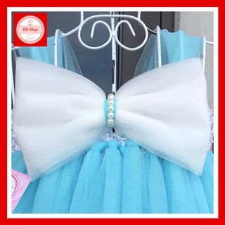 Đầm công chúa bé gái, váy trẻ em 1 tuổi đến 5 tuổi xanh thiên thanh cho bé gái siêu cute