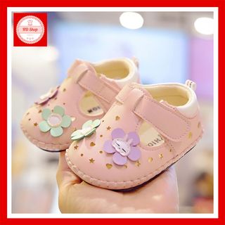 Giầy Tập Đi Cho Bé 💖FREESHIP💖 Giầy Tập Đi Cho Bé Gái Hồng Phấn Đính Nơ