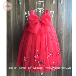 Váy công chúa cho bé ❤️FREESHIP❤️ Váy công chúa đỏ nơ tú cầu lệch quai cho bé giá sỉ