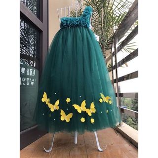đầm cho bé xanh hoa dải