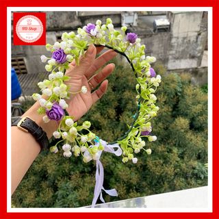 Vòng hoa đội đầu kỷ yếu hoa baby phối hoa vàng