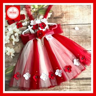 Đầm công chúa cho bé ❤️FREESHIP❤️ Đầm cho bé gái trắng phối đỏ hoa hồng tú cầu giá sỉ