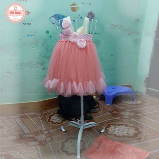 Đầm công chúa cho bé ❤️FREESHIP❤️ Đầm công chúa hồng cam hoa cuốn hồng phấn cho bé