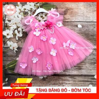 Đầm bé gái ❤️FREESHIP❤️ đầm công chúa cánh tiên hồng phấn hoa hồng tú cầu cho bé gái