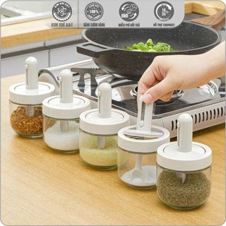 Lọ đựng gia vị thủy tinh kèm muỗng