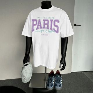 Áo thun unisex PARIS mẫu mới thiết kế thời trang năng động phom oversize tay lỡ giá sỉ