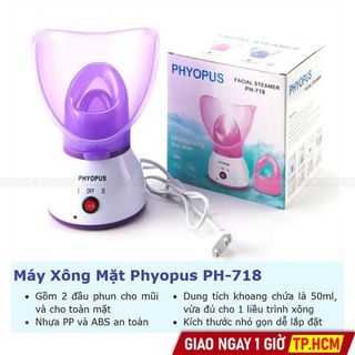 Máy xông hơi Phyopus xông mặt và mũi họng có khay đựng dung tích