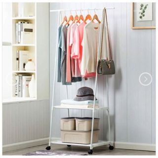 Giá treo quần áo chữ A 2 tầng khung kim loại sơn tĩnh điện kèm miếng lót và bánh xe di chuyển tiện lợi
