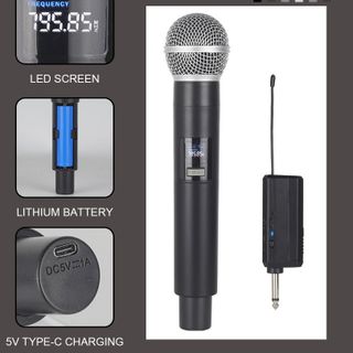 Micro Không Dây UHF U58 hút mạnh Chuyên Dùng Cho Loa Kéo, Amply, Mixer,Soundcard livestream.. Tích Hợp Pin Sạc