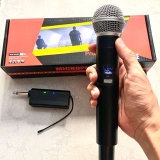 Micro Không Dây UHF U58 hút mạnh Chuyên Dùng Cho Loa Kéo, Amply, Mixer,Soundcard livestream.. Tích Hợp Pin Sạc