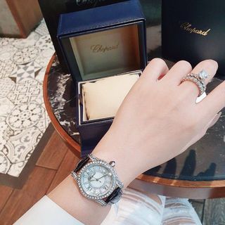 ĐỒNG HỒ NỮ TRUNG CẤP CHOPA DÂY DA MẶT ĐÁ RƠI