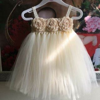 Đầm tutu cho bé ❤️FREESHIP❤️ Đầm kem hoa hồng cuốn cho bé gái