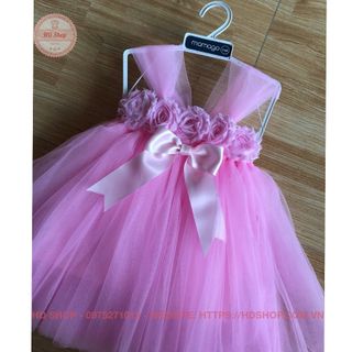 Váy công chúa cho bé ❤️FREESHIP❤️ Váy công chúa cho bé hồng phấn hoa 3d giá sỉ
