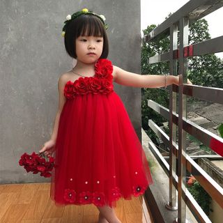 Đầm tutu cho bé ❤️FREESHIP❤️ Đầm tutu đỏ hoa hồng đỏ 6b tú cầu giá sỉ
