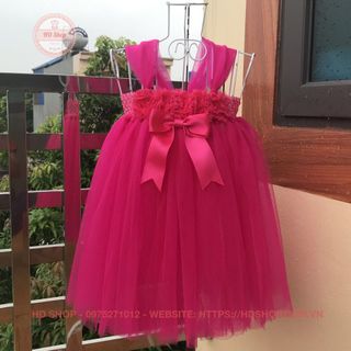 Váy công chúa cho bé ❤️FREESHIP❤️ Váy công chúa hồng 10h hoa 3D cho bé gái giá sỉ