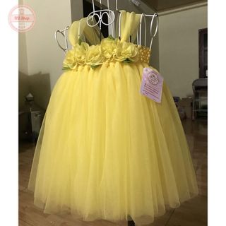 Váy tutu cho bé ❤️FREESHIP❤️ Váy tutu vàng hoa chiffon giá sỉ