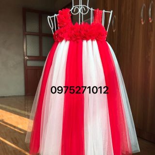 Đầm tutu cho bé ❤️FREESHIP❤️ Đầm tutu đỏ pha trắng hoa dải cho bé gái 0 đến 8 tuổi giá sỉ