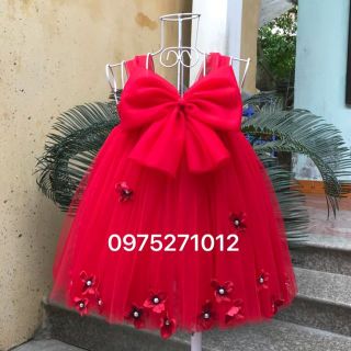 Váy tutu cho bé ❤️FREESHIP❤️ Váy tutu đỏ nơ hoa rơi tú cầu giá sỉ