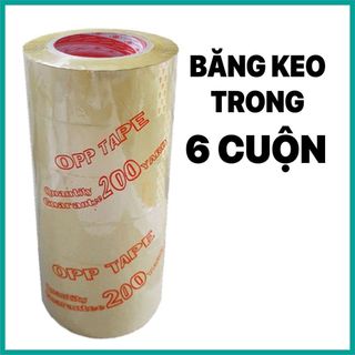 Băng keo trong/đục 200yard bề rộng 48mm nặng 1.6kg/1cây 6 cuộn lõi 5 Li độ dính 50 Mic - Túi niêm phong 5 Giây