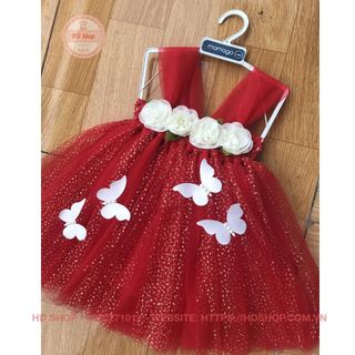 Váy tutu cho bé ❤️FREESHIP❤️ Váy tutu đỏ kim tuyến bướm trắng giá sỉ