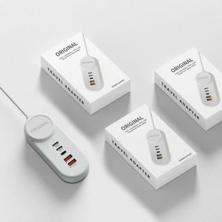 Ổ cắm điện sạc nhanh 25W, Ổ cắm 5 cổng sạc nhanh, Ổ cắm đa năng thay thế củ sạc, 2 USB, 2 TypeC, 1 Laining IP